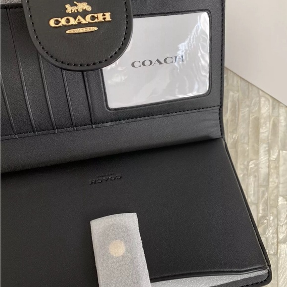 Coach Tech Wallet In Colorblock Signature Canvas Silver/Graphite/Black - Picture 6 of 8